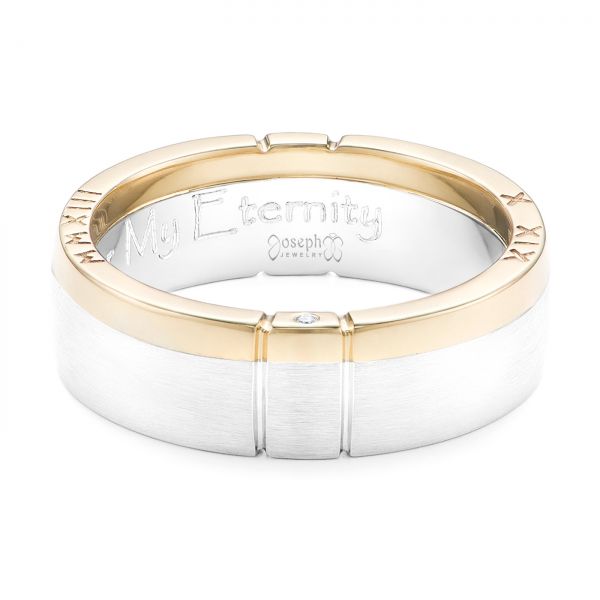  18K Gold And 14k Rose Gold 18K Gold And 14k Rose Gold Custom Men's Diamond Band - Three-Quarter View -  102002